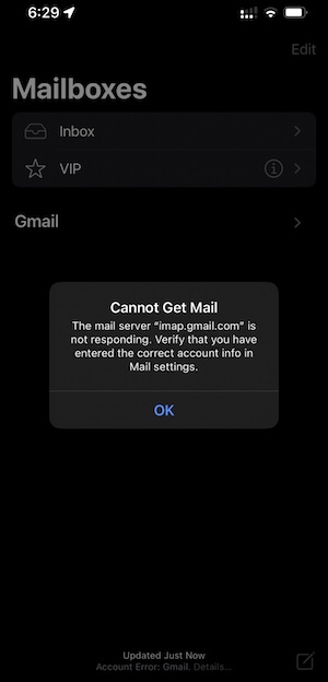 Gmail App No Connection